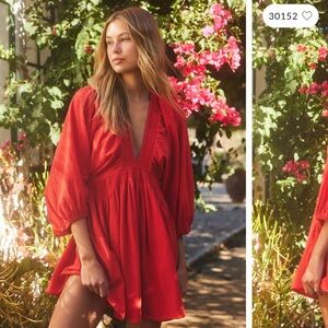 FREE PEOPLE “For the moment” mini dress in color “watermelon Wedge”.